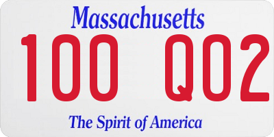 MA license plate 100QO2