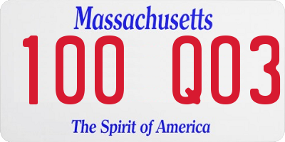 MA license plate 100QO3