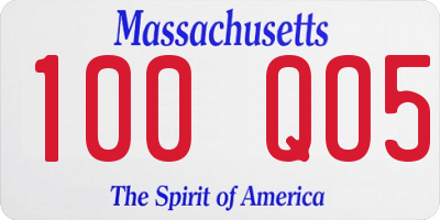 MA license plate 100QO5