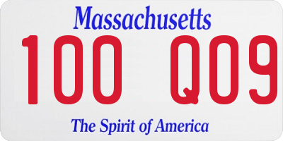 MA license plate 100QO9