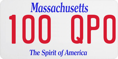 MA license plate 100QP0