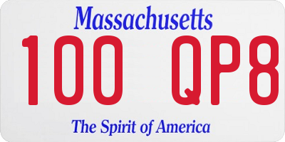 MA license plate 100QP8