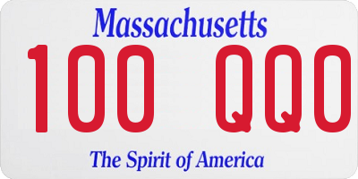 MA license plate 100QQ0