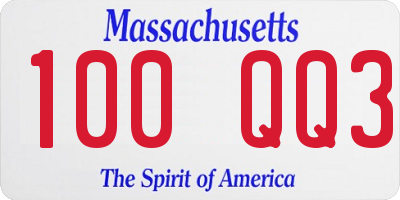 MA license plate 100QQ3