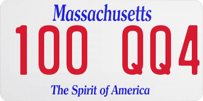 MA license plate 100QQ4