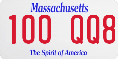 MA license plate 100QQ8