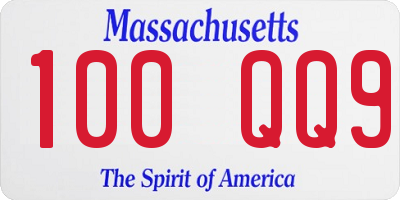 MA license plate 100QQ9