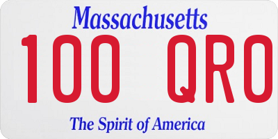 MA license plate 100QR0