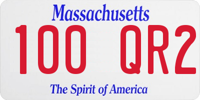 MA license plate 100QR2