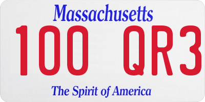 MA license plate 100QR3