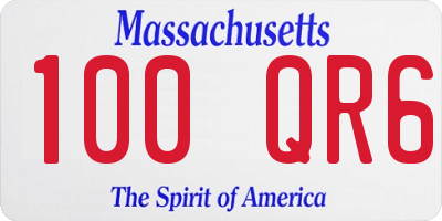 MA license plate 100QR6