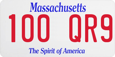 MA license plate 100QR9