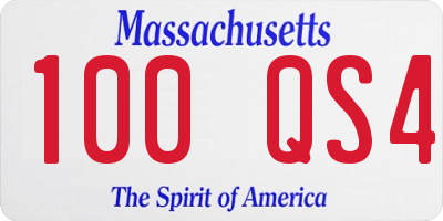 MA license plate 100QS4