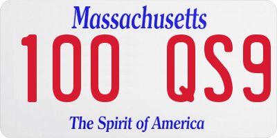 MA license plate 100QS9