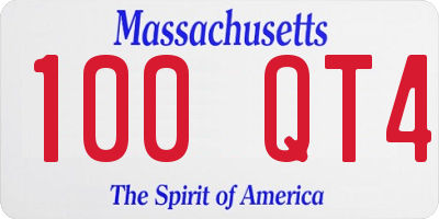 MA license plate 100QT4