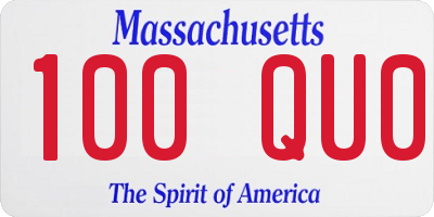 MA license plate 100QU0