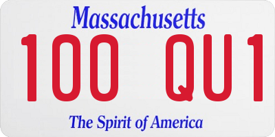 MA license plate 100QU1