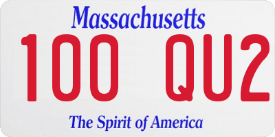 MA license plate 100QU2