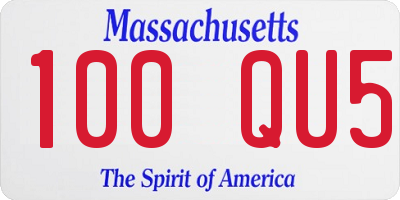 MA license plate 100QU5