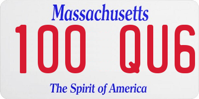 MA license plate 100QU6