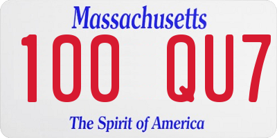 MA license plate 100QU7