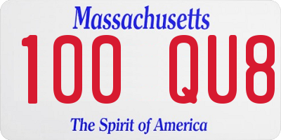 MA license plate 100QU8