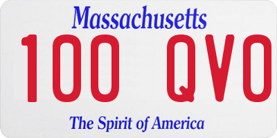 MA license plate 100QV0