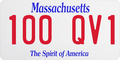 MA license plate 100QV1