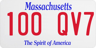 MA license plate 100QV7