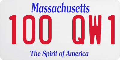 MA license plate 100QW1