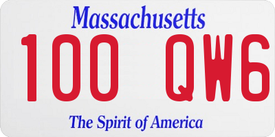 MA license plate 100QW6