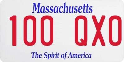 MA license plate 100QX0
