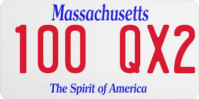 MA license plate 100QX2