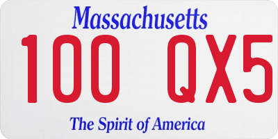 MA license plate 100QX5