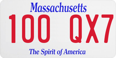 MA license plate 100QX7