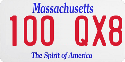 MA license plate 100QX8