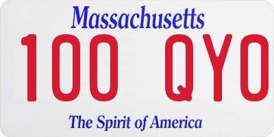 MA license plate 100QY0