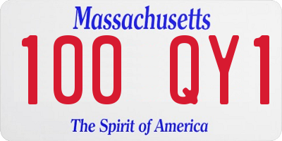 MA license plate 100QY1