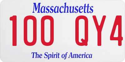 MA license plate 100QY4