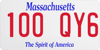 MA license plate 100QY6