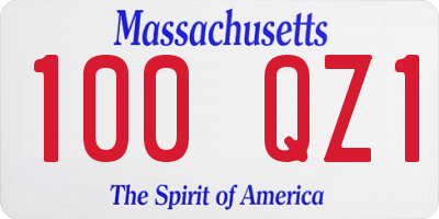 MA license plate 100QZ1