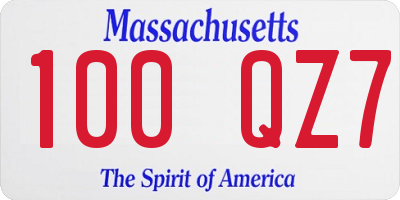 MA license plate 100QZ7