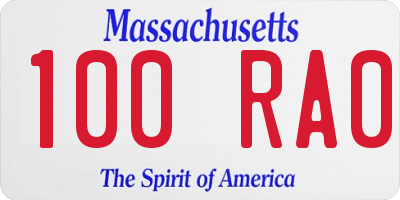 MA license plate 100RA0