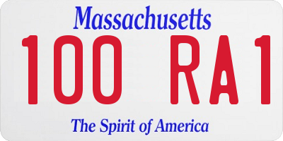 MA license plate 100RA1