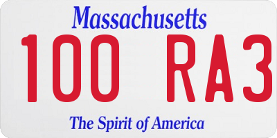 MA license plate 100RA3