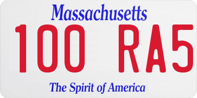 MA license plate 100RA5