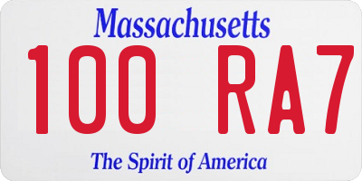 MA license plate 100RA7