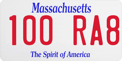 MA license plate 100RA8