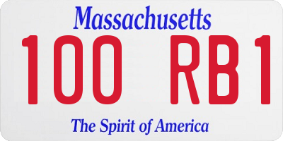 MA license plate 100RB1