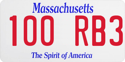 MA license plate 100RB3